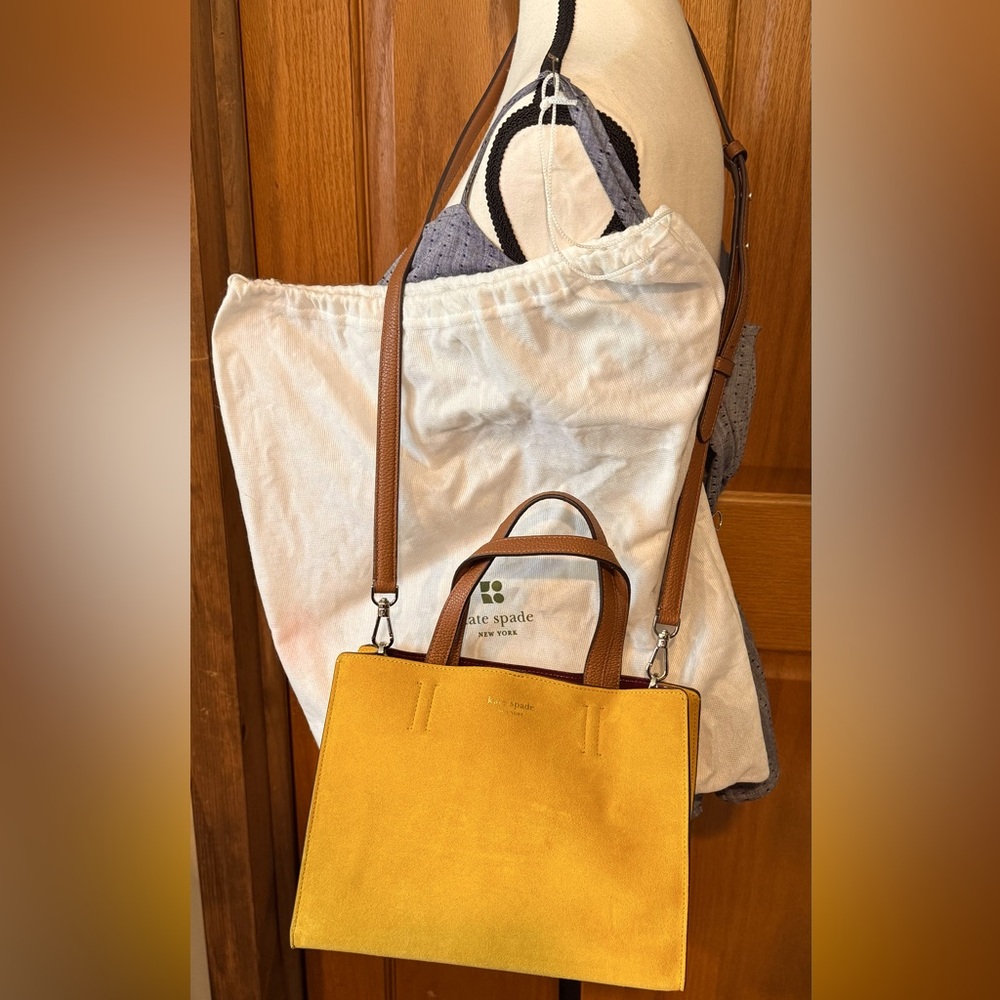Kate Spade Mustard Yellow Suede SAMPLE BAG with Dust Bag.